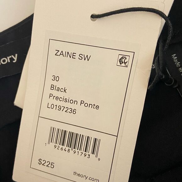 NWT THEORY Cropped High-Waist Zaire SW Pant in Precision Ponte BLACK -size 30/10 - Picture 7 of 10